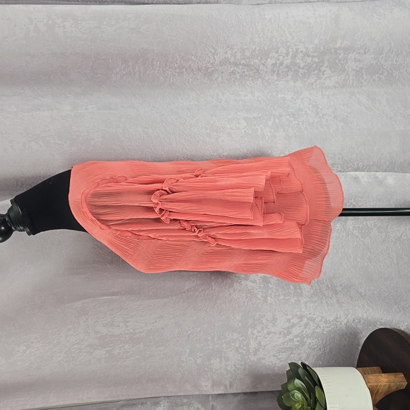 1. State Textured Ruffle Sleeve Coral Blouse, Size Small - Picture 4 of 7